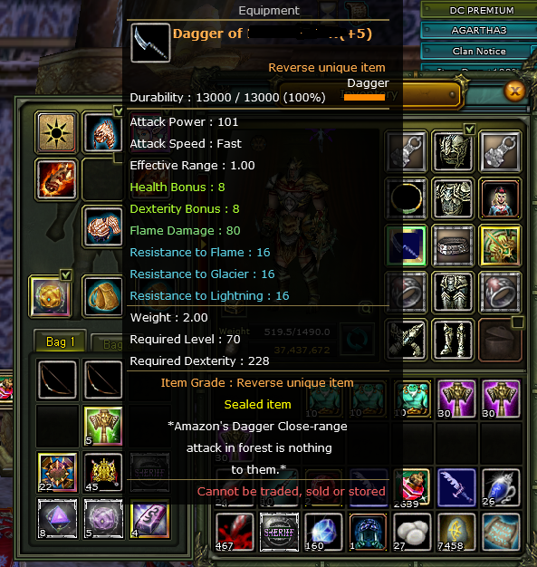 Knight Online Agartha 83/10 8 QUEST DAGGER (FS) ROGUE