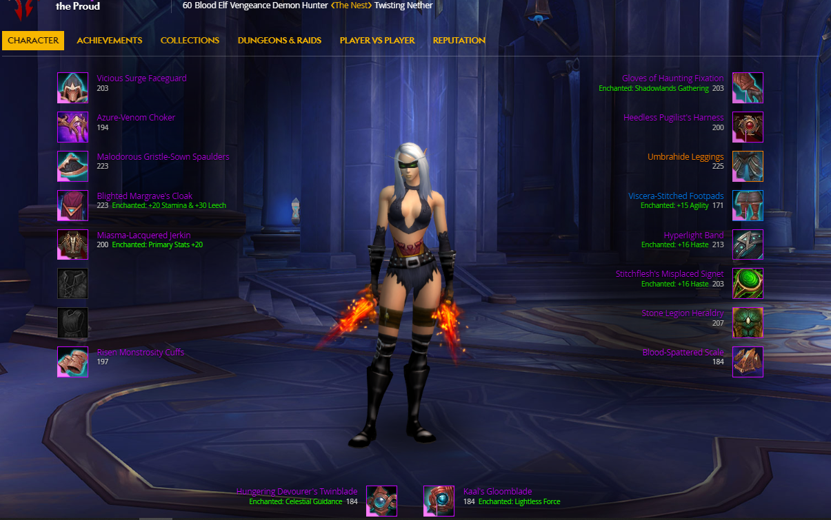 World Of WarCraft WOW-EU Demon Hunter 60 Level full 205 iLevel 1000 ra